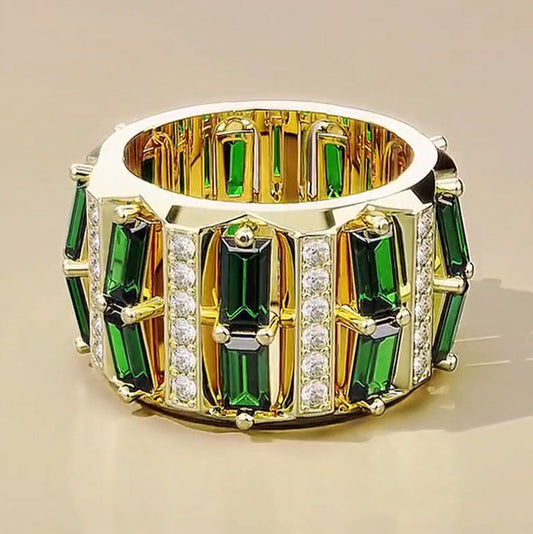 4.0ctw Baguette Cut Emerald Sapphire Exquisite Band-JEWELBUYS
