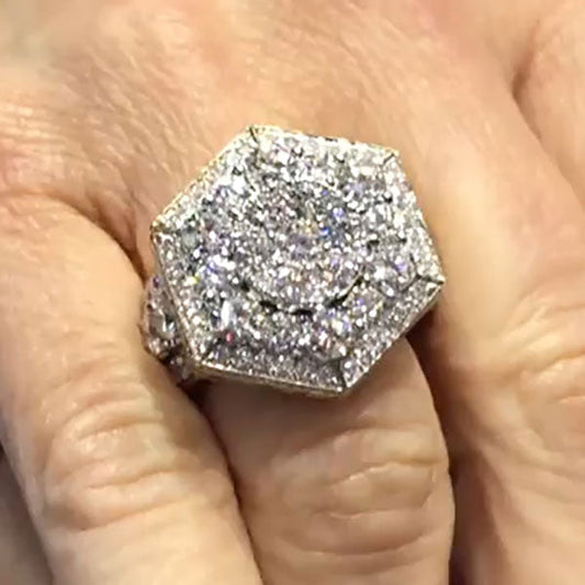 Hexagonal Cluster Diamond Ring - JEWELBUYS