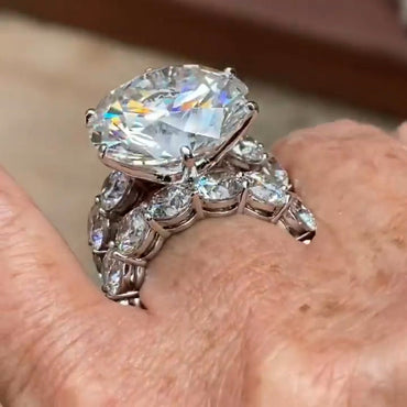 Beautiful 8.0ct Round Cut Double Ring Engagement Ring -JEWELBUYS