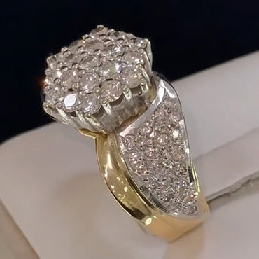 2.2ctw Round Gemstone Cluster Vintage Bypass Ring - JEWELBUYS