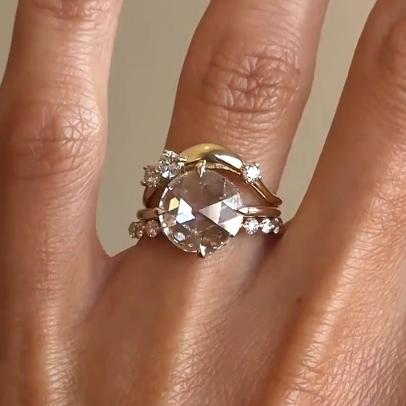 5ctw Rose Cut 3 pcs White Diamond Ring - JEWELBUYS