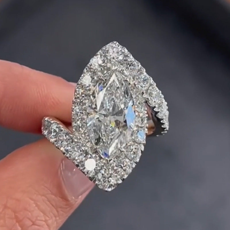5.0Ctw Marquise Cut White Sapphire Marquise Ring-JEWELBUYS