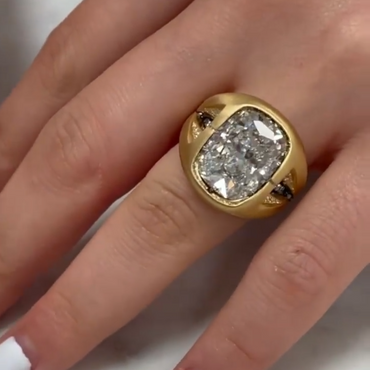 Stylish 5ct Cushion Cut White Sapphire Women's Engagement Ring in Gold-JEWELBUYS