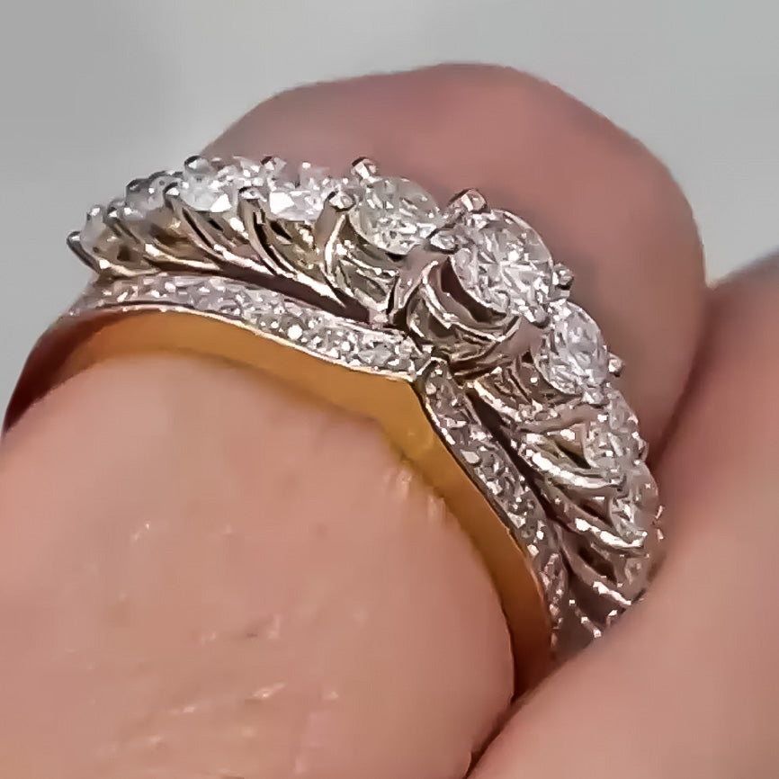 2.99Ctw Round-cut White Sapphire Crown Engagement Ring- JEWELBUYS