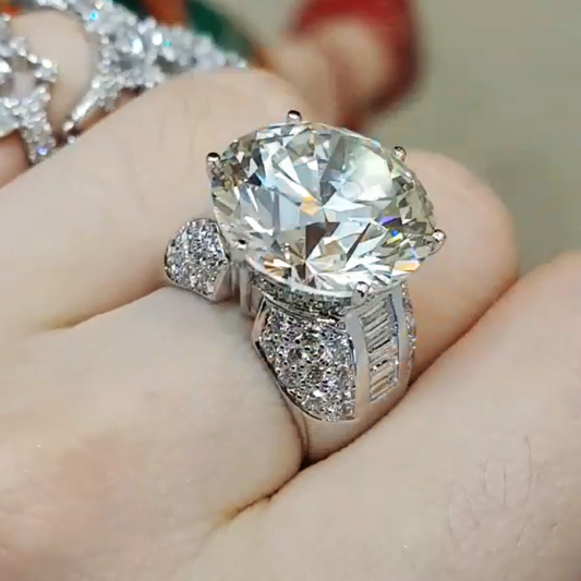 Precious 15 ctw Round Cut White Gemstone Engagement Ring -JEWELBUYS