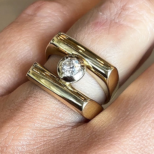 Unique 1ct Round Cut White Sapphire Cocktail Ring Women's Engagement Ring in Gold-JEWELBUYS