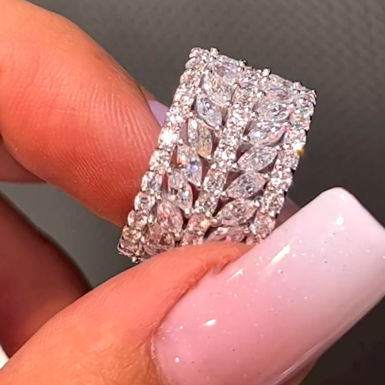 Gorgeous 5 ctw Marquise & Round Cut White Gemstone Full Set Ring -JEWELBUYS