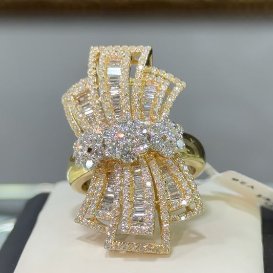 2.97ctw Round and Baguette-Cut Sapphire Floral Knot Ring-JEWELBUYS