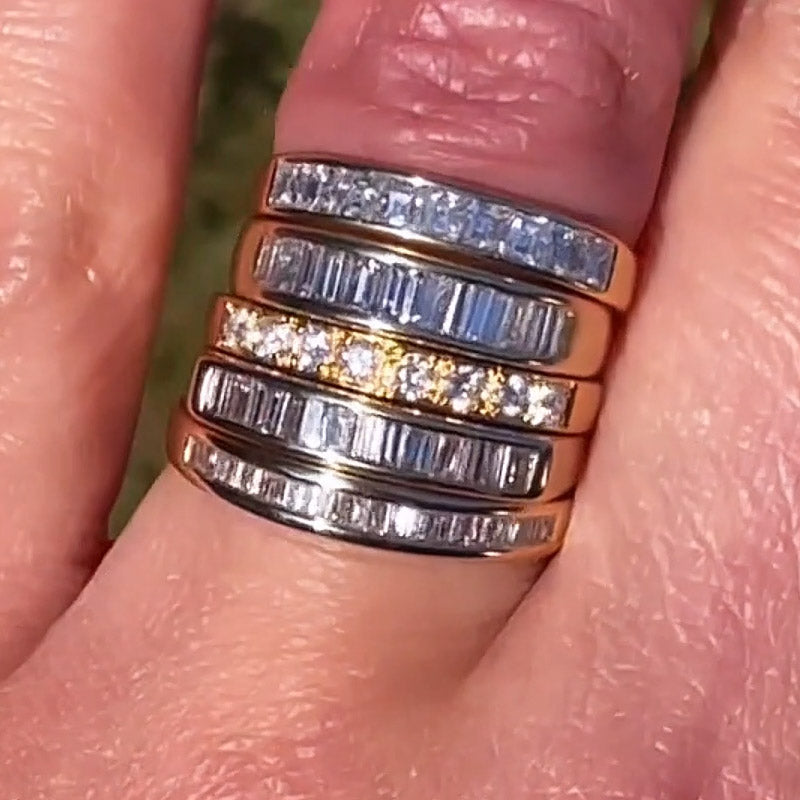 2.65ctw Baguette Cut White Sapphire Stacking Ring-JEWELBUYS
