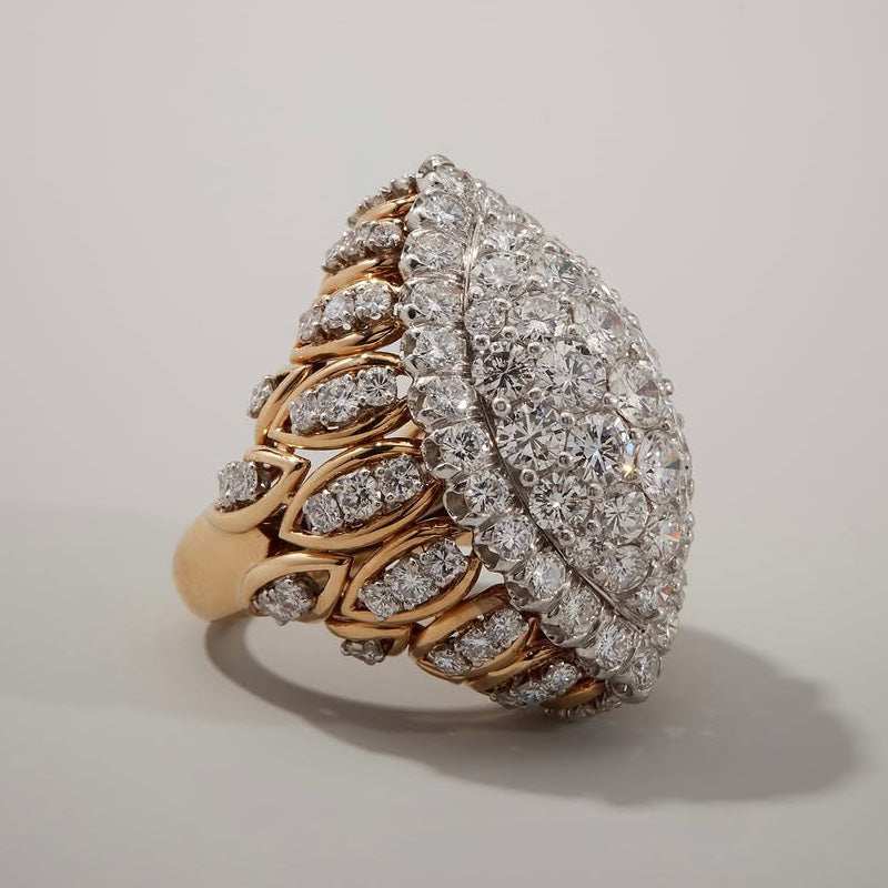 5.0Ctw Micro Pavé Round Cut Marquise Halo Ring-JEWELBUYS