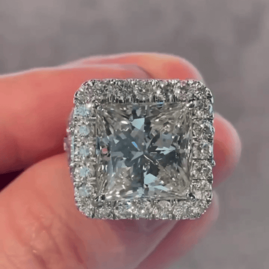 Breathtaking 6ct Princess Cut White Sapphire Women's Engagement Ring in Silver-JEWELBUYS