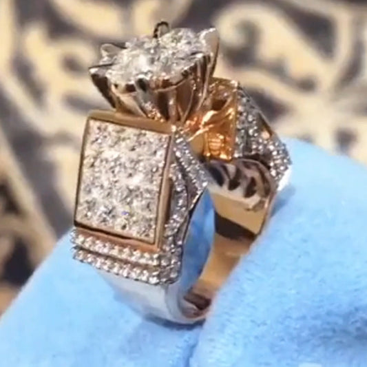 3.0ctw Round Princess Cut White Sapphire Engagement Ring-JEWELBUYS