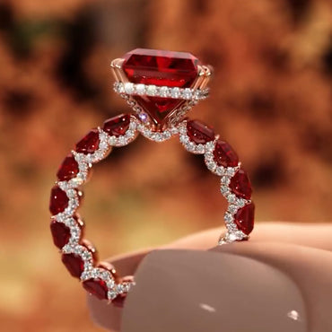 8ctw Under Halo Emerald Cut Ruby Sapphire Engagement Ring - JEWELBUYS