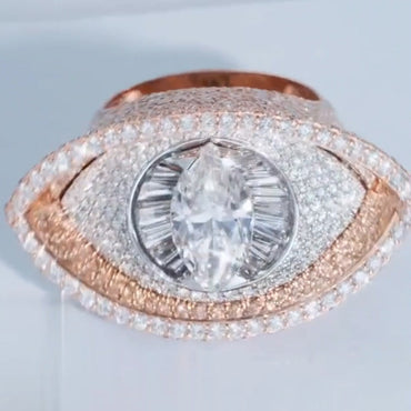 15.0 Ctw Marquise Cut White Sapphire Devil's Eye Full Set Ring-JEWELBUYS