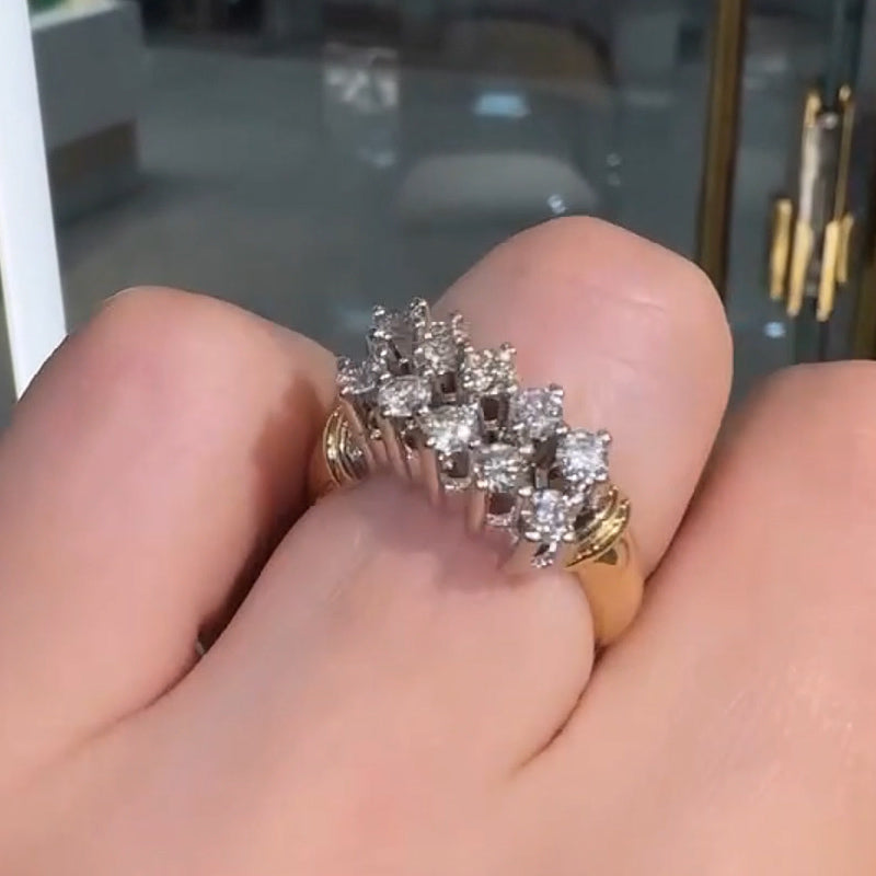 1.27ctw Round Double Row White Sapphire Vintage Ring- JEWELBUYS