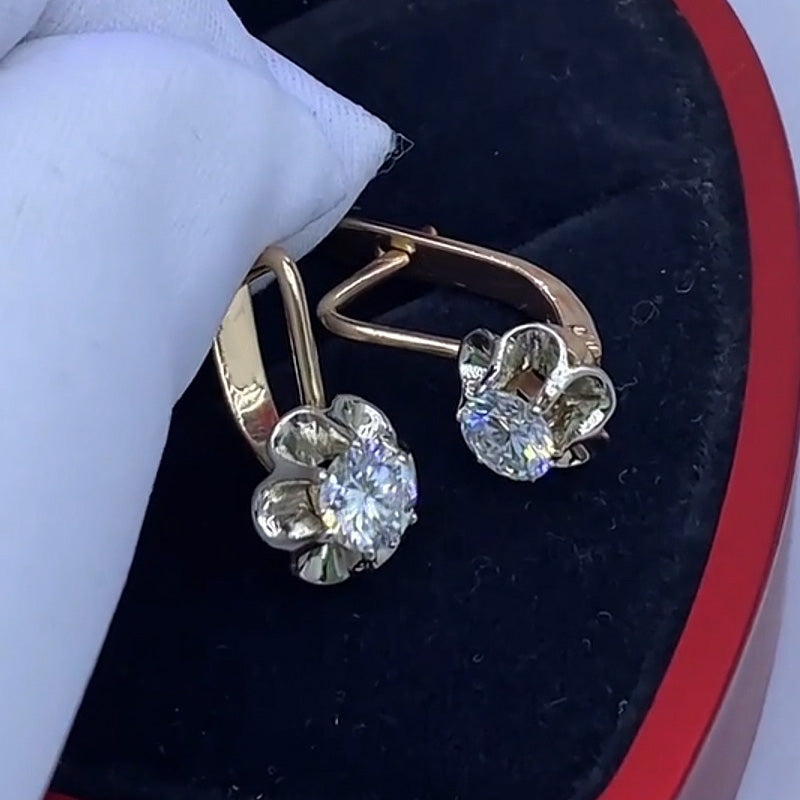 2.0Ctw Round Cut White Sapphire Vintage Style Old Fashioned Earrings - JEWELBUYS