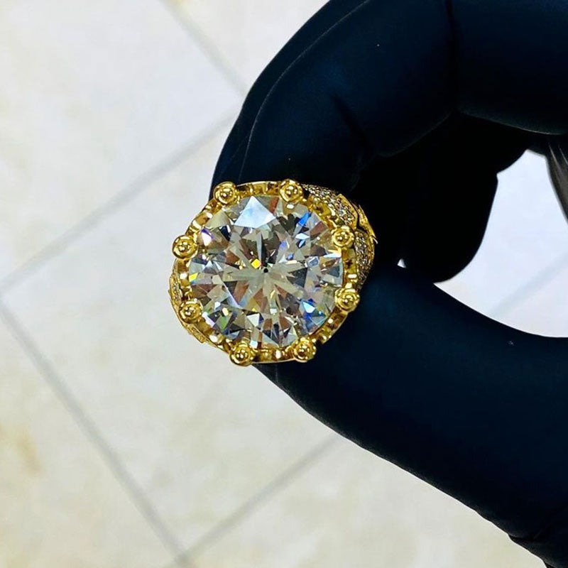 20ct Crown Shape Round Sapphire Gold Plated Ring - JEWELBUYS