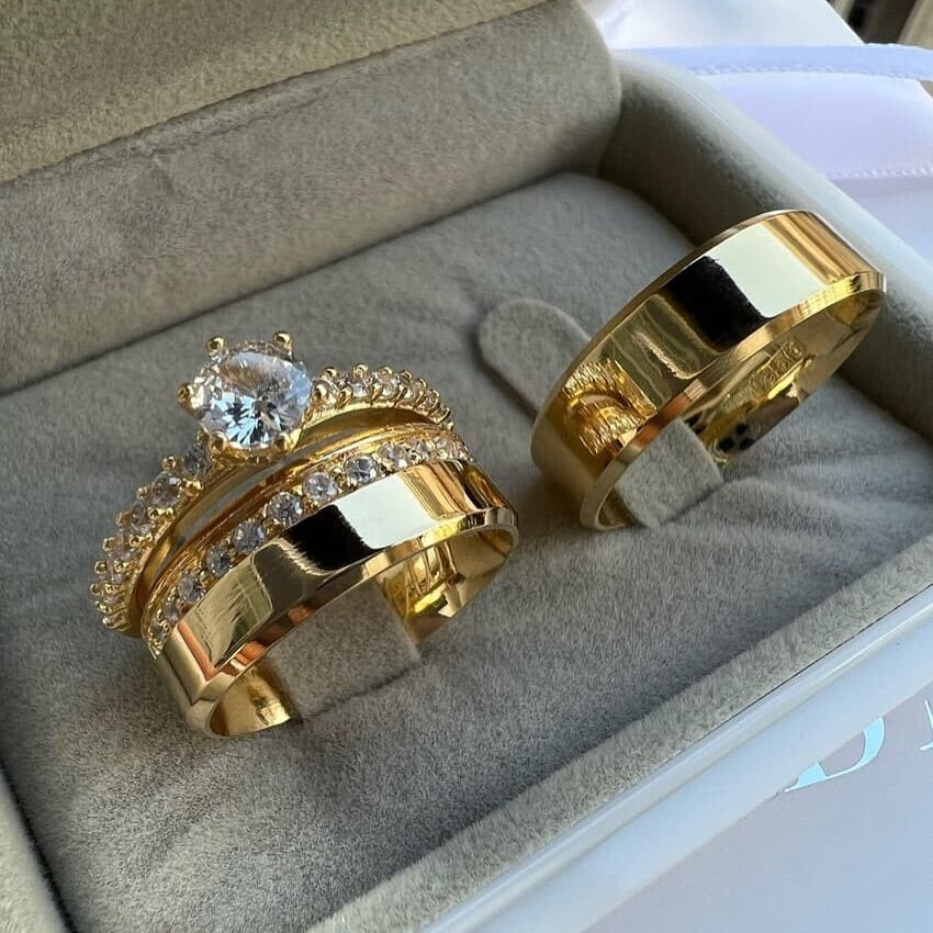 2.2ctw Classic Round Sapphire Ring Three-Piece Set-JEWELBUYS