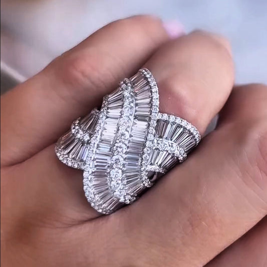 5.0Ctw Baguette Cut Unique Shape Wrap Ring-JEWELBUYS
