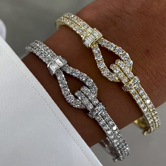 8.0Ctw White Sapphire Romantic Rope Knot Bracelet-JEWELBUYS