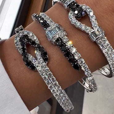 8.0ctw Black and White Sapphire Knot Bracelet-JEWELBUYS