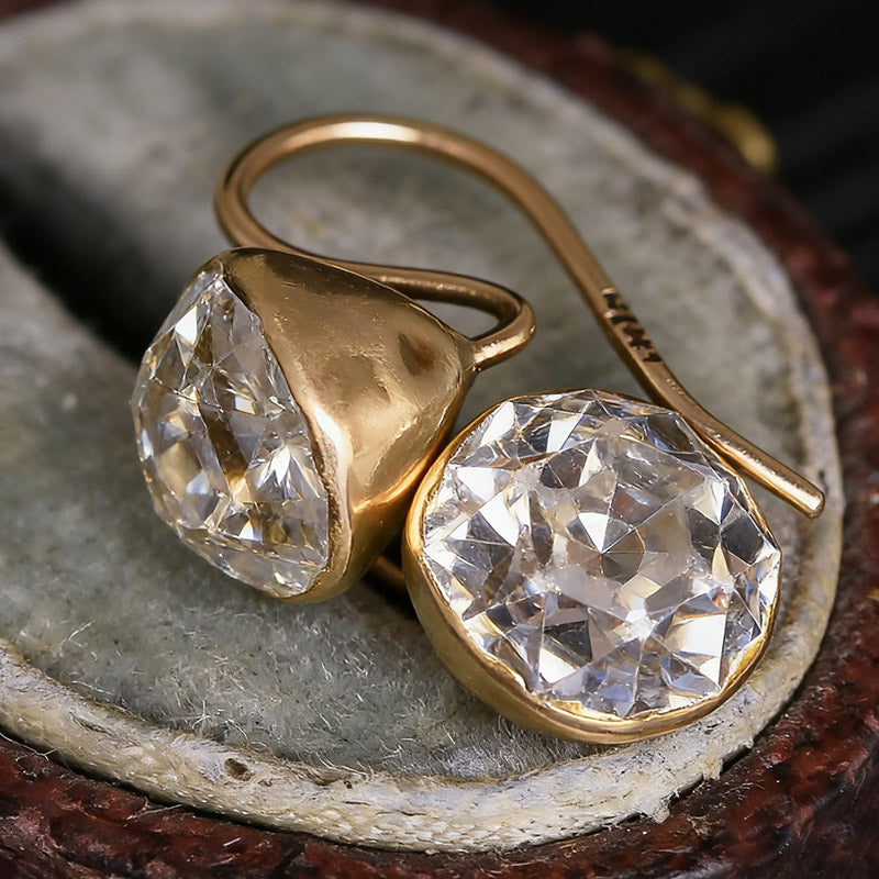4.0Ctw Vintage Cut Dome Base Retro Sapphire Earrings-JEWELBUYS