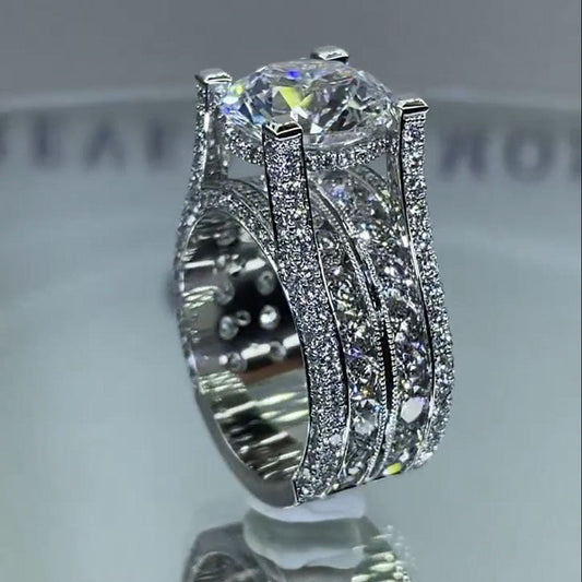 Classic 4.5ct Oval Cut White Sapphire East-west Design Engagement Ring-JEWELBUYS