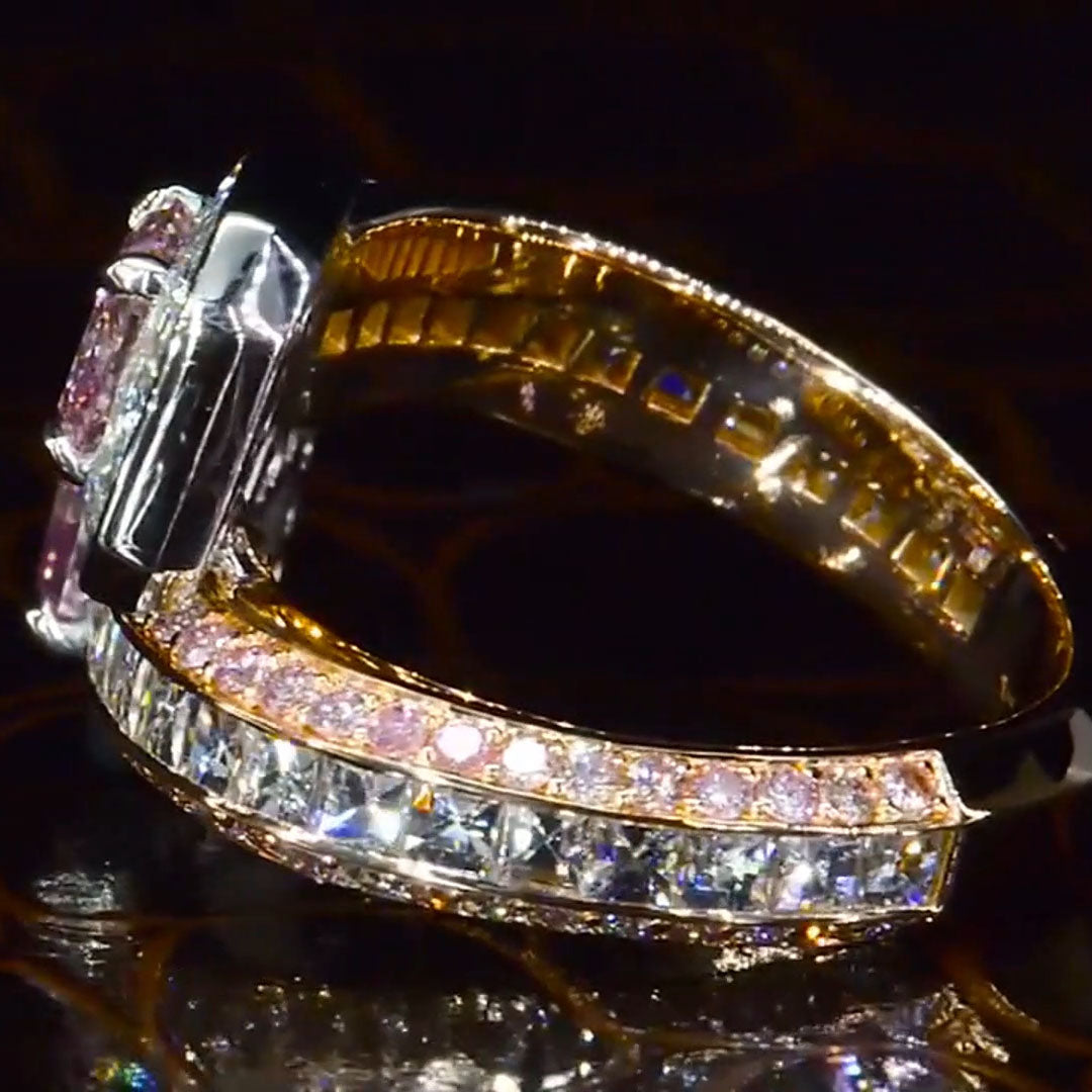 6.0Ctw White Sapphire and Pink Morganite Bypass Ring-JEWELBUYS