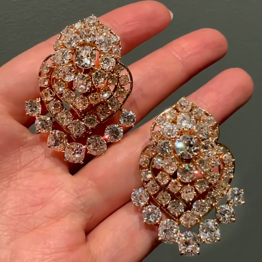 Gorgeous 9 ctw Round Cut White Gemstone Chandelier Earrings -JEWELBUYS