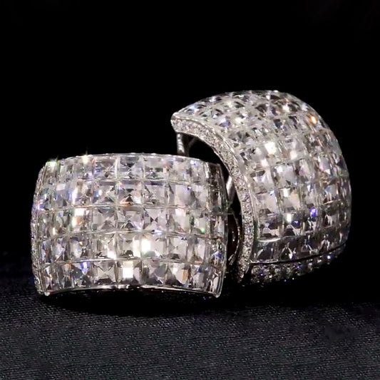 7.0ctw Princess Cut White Sapphire Big Hug Earrings-JEWELBUYS