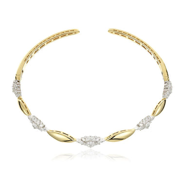 Gold Necklace with 4.28ctw Round and Marquise Sapphires-JEWELBUYS