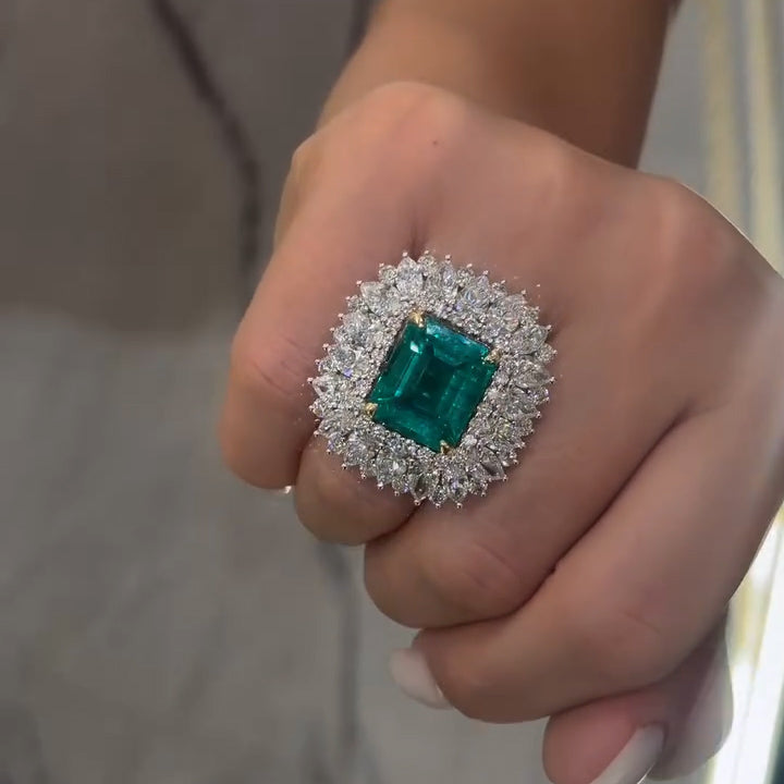 5.62Ctw Emerald and Sapphire Multi-Layer Ring-JEWELBUYS
