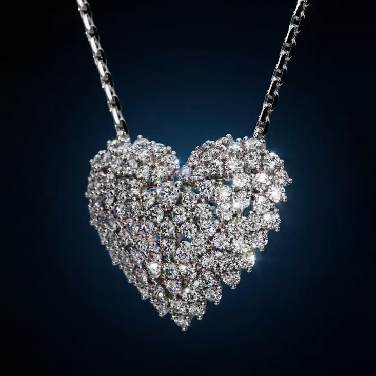 2 ctw Round Cut White Sapphire Full Heart Necklace -JEWELBUYS