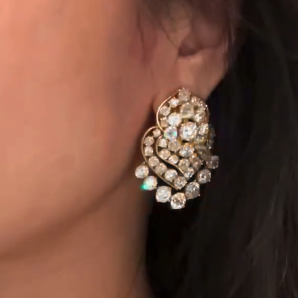 Gorgeous 9 ctw Round Cut White Gemstone Chandelier Earrings -JEWELBUYS