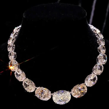 100ctw Luxury Romantic Oval Cut White Sapphire Necklace-JEWELBUYS