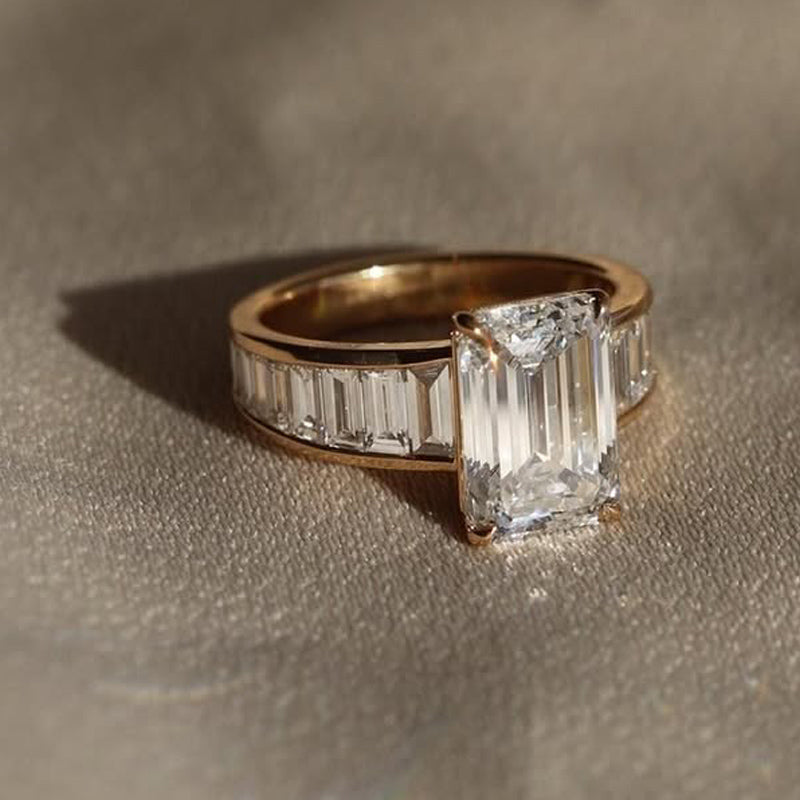 5.0ctw Emerald Cut White Sapphire Statement Ring-JEWELBUYS