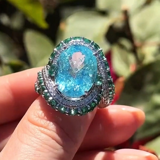 6.0Ctw Oval Cut Ocean Treasure Engagement Ring-JEWELBUYS