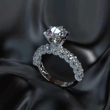 Stunning 3ct Round Cut White Sapphire Women's Engagement Ring in Silver-JEWELBUYS