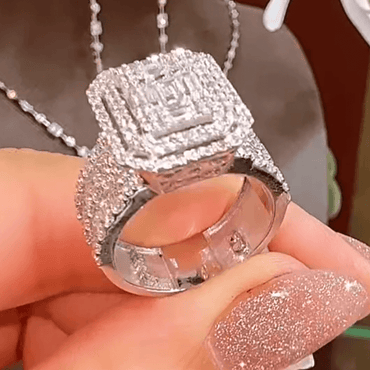 3ct Emerald & Round Cut White Sapphire Engagement Ring-JEWELBUYS