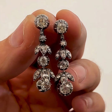 4.65Ctw exquisitely crafted cushion-shaped round-cut Victorian-style sapphire earrings-JEWELBUYS