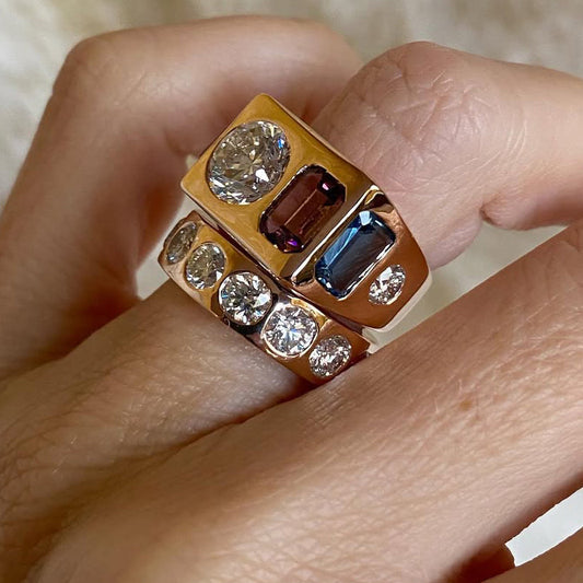 10Ctw Multi-colored sapphire stacked engagement ring-JEWELBUYS