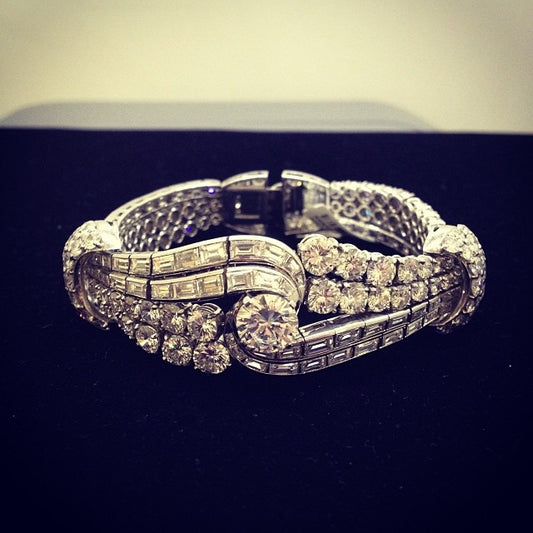 French Bracelet of Round and Rectangular Cut Sapphires-JEWELBUYS