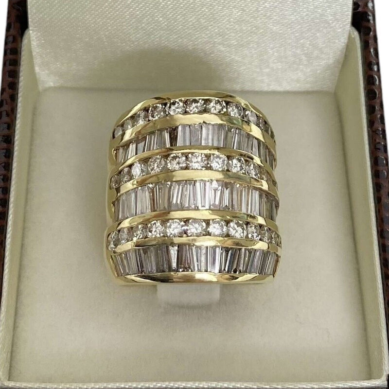 2.88Ctw Baguette and Round Cut White Sapphire Channel Set Cocktail Ring-JEWELBUYS