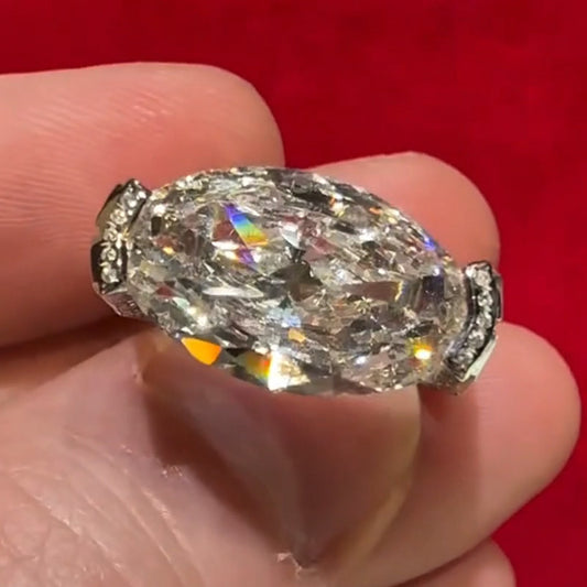 4.0Ct Marquise and Baguette Cut White Sapphire Personalized Engagement Ring-JEWELBUYS