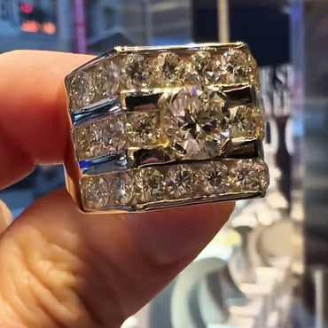 8.0ctw Gold Gemstone Cocktail Wide Shank Ring -JEWELBUYS