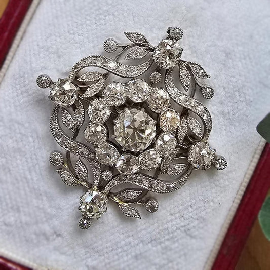 9.0Ctw White Sapphire Antique Vintage Brooch Pendant-JEWELBUYS