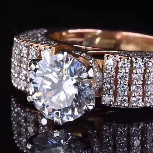 4.27ctw Round Cut White Sapphire Embellished Engagement Ring-JEWELBUYS