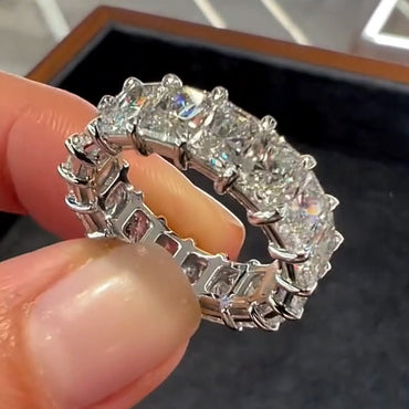 4.0ctw Radiant Cut Eternity Band Ring-JEWELBUYS
