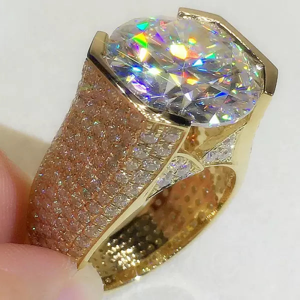 10.4ct Round Cut White Sapphire Pave Set Cocktail Ring-JEWELBUYS