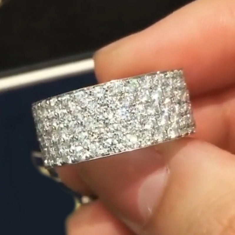 5.0ctw Classic Round Cut White Sapphire Cigar Bands - JEWELBUYS